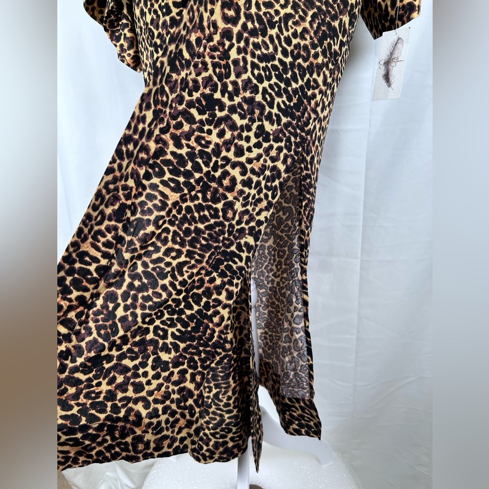 Jessica Simpson Animal Print Duster Women’s Small Brown Gold Wide Sleeve - Picture 3 of 8